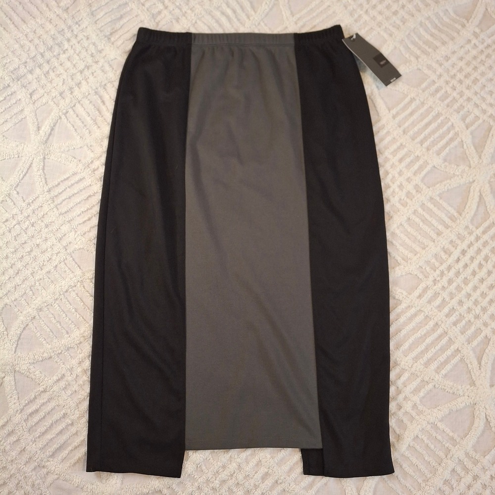 Mossimo Womens Medium Colorblock Pencil Skirt Black Grey Elastic Waist NWT
